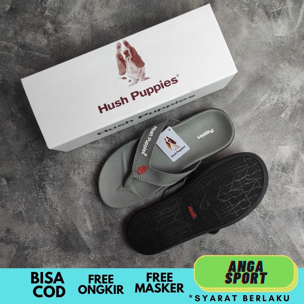 SANDAL HUSH PUPPIES JEPIT PRIA ABU PREMIUM / SENDAL SANTAI JEPIT KANTORAN / SANDAL DISTRO COWOK JEPIT DEWASA KEREN TERBARU