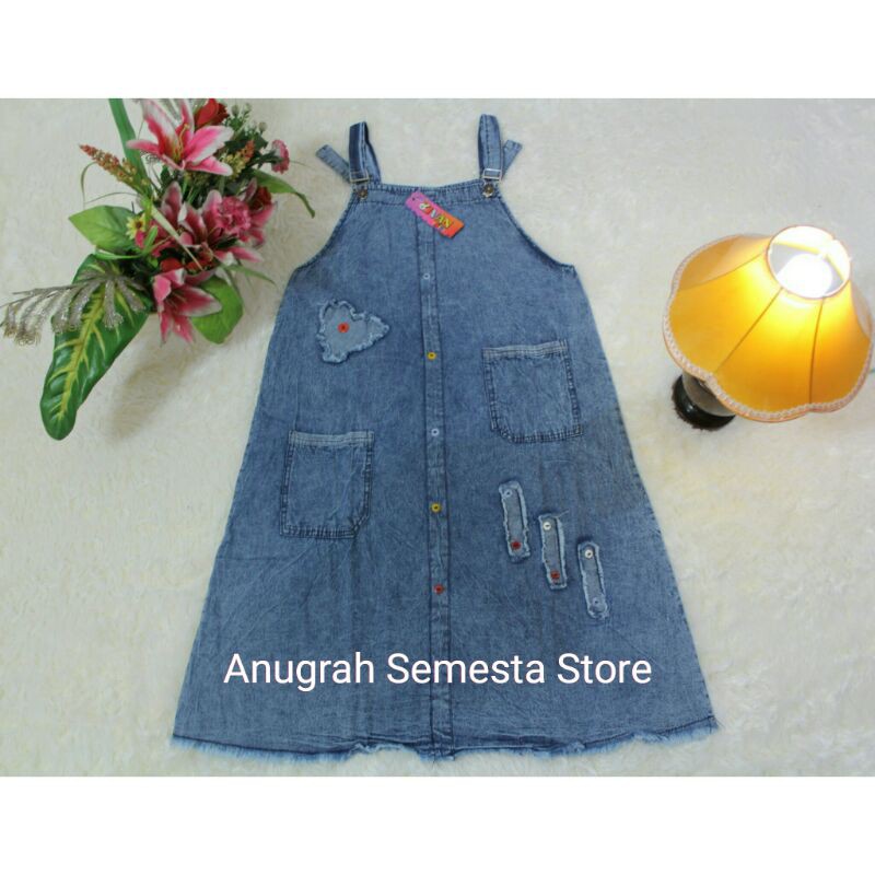 Baju Kodok Atau Over All Snow Anak-Anak Perempuan Bahan Shoft Jeans Ukuran M L XL Umur 5-10 Tahun