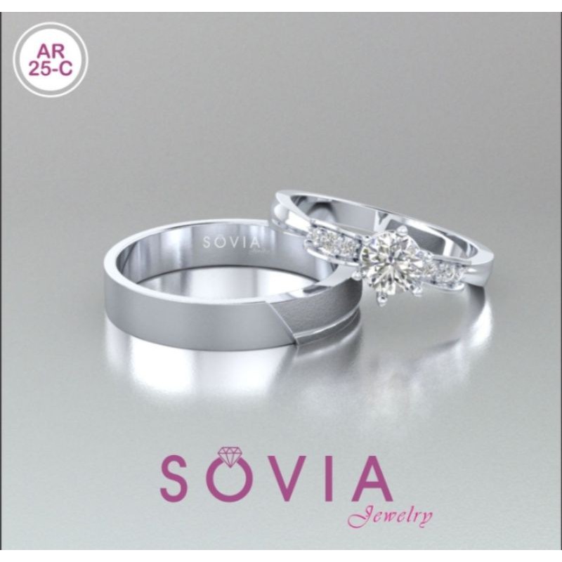 cincin kawin tunangan lamaran bahan palladium dan emas couple desain custom baru by sovia jewelry