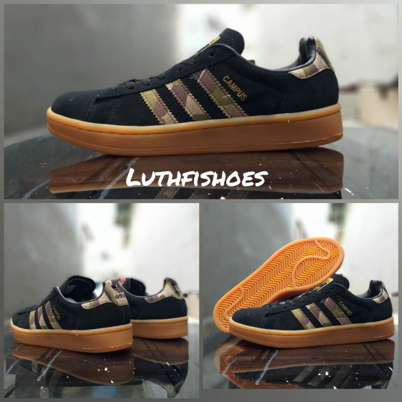 Sepatu Casual Adidas Campus Black Gold