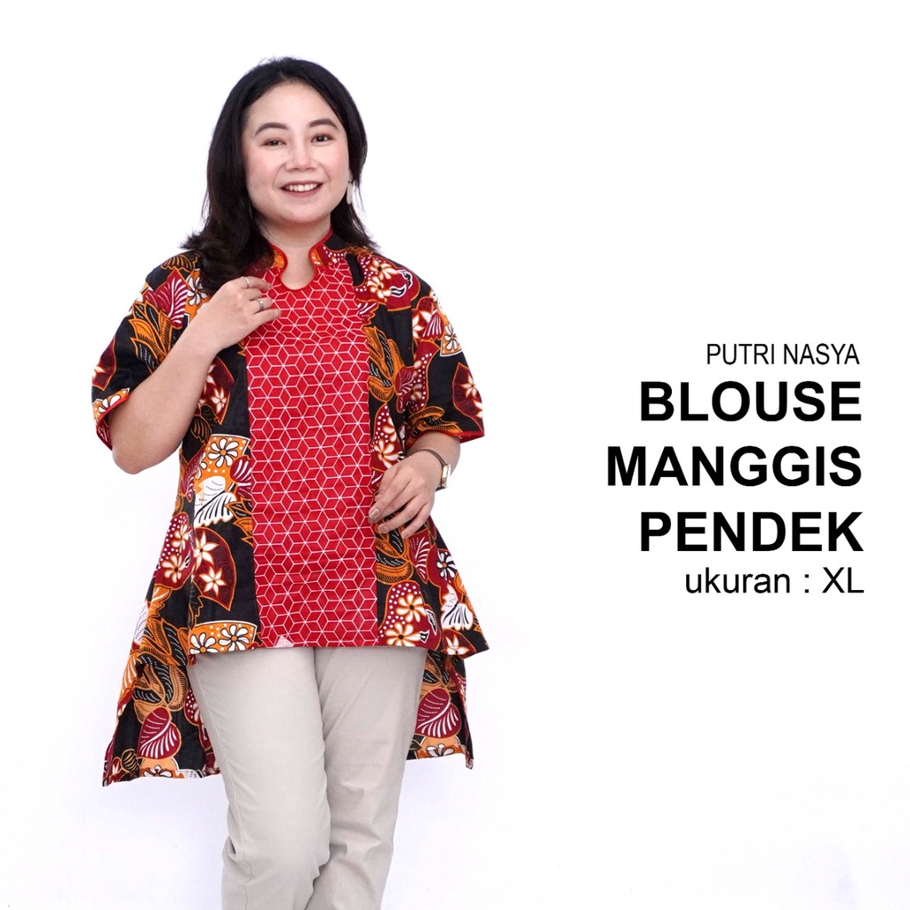 Blouse Big Size LD 140 Wanita Atasan Batik Jumbo L-XL-2L-3L-4L-5L-6L-7L Model Blus Jumbo Kerja Batik / Atasan Big Size Kerja Wanita