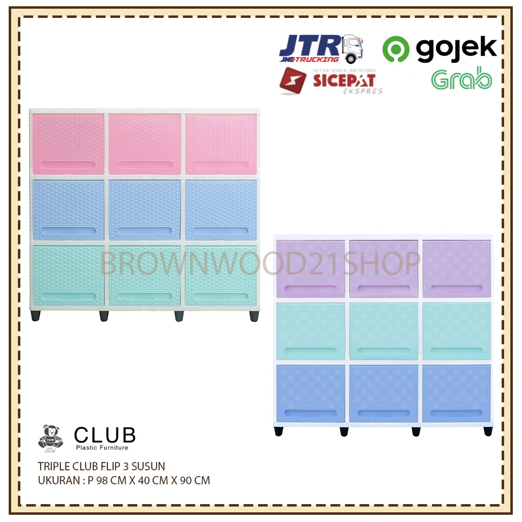 LEMARI PLASTIK TRIPLE CLUB FLIP JUMBO 3 SUSUN / LEMARI PLASTIK TRIPLE CLUB FLIP 3 SUSUN / LEMARI PLA