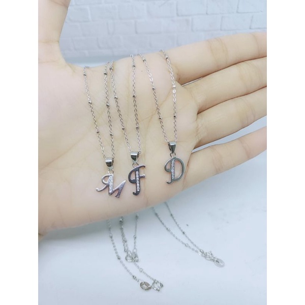 KALUNG PERAK ASLI SILVER 925 LAPIS EMAS/KALUNG RANTAI JEDAR+LIONTIN HURUF LATIN MP/ASLI SILVER/FASHION WANITA TERBARU