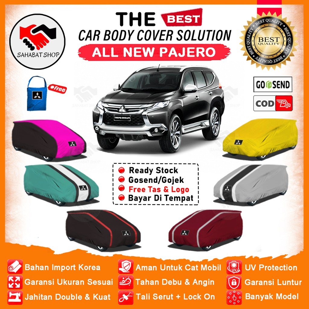 Sahabat Body Cover Mobil Pajero / Sarung Penutup Mitsubishi All New Pajero Outdoor / Tutup Selimut Mantel Mantol Terpal Pelindung Jas Kerudung Kerodong Tutupan Pembungkus Kelambu Bungkus Mobil Pajero Sport Dakar Waterproof Anti Air Model Orange