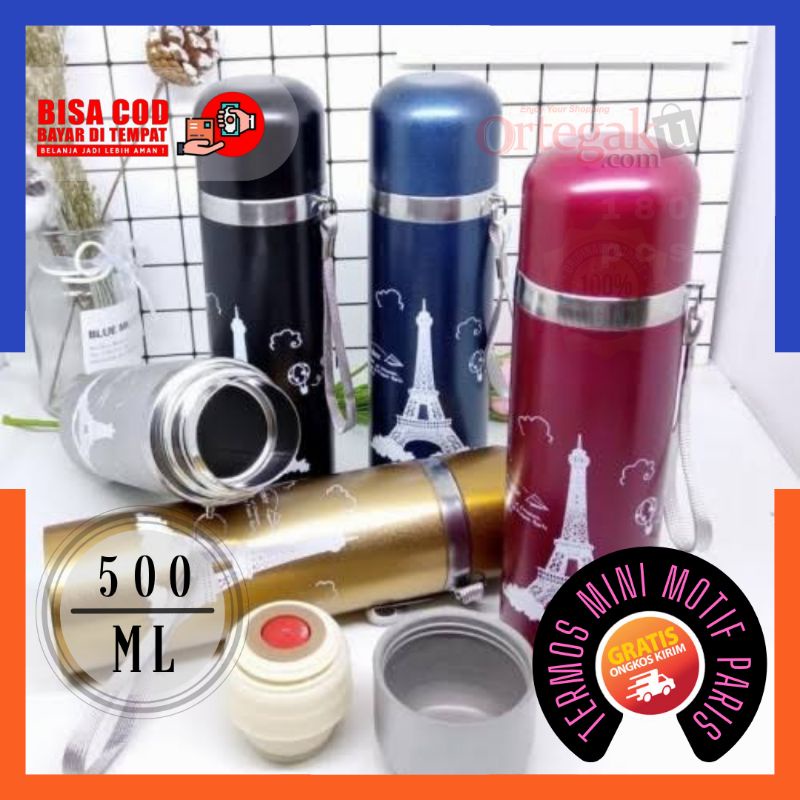 TERMOS PARIS STAINLESS STEEL | TERMOS MINI KARAKTER PARIS 500ML | TERMOS AIR PANAS Murah, Termos Bot