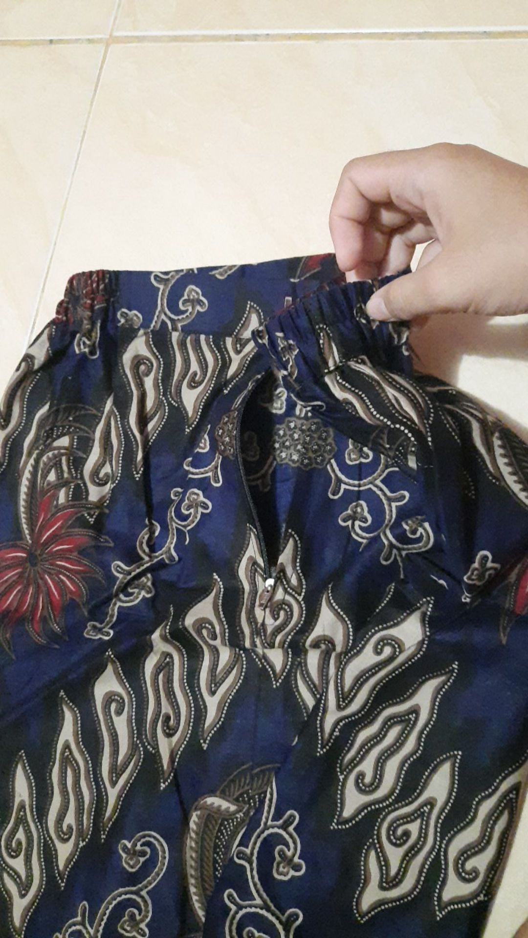 Set Couple Batik Muthia Navy (kemeja, Rok Span, Kebaya Muthia Navy Include Selendang)