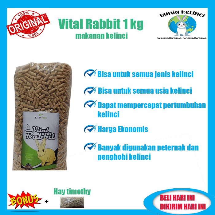 PELET PAKAN MAKANAN KELINCI VITAL RABBIT 1KG CITRA FEED RABBIT FOOD PELLET