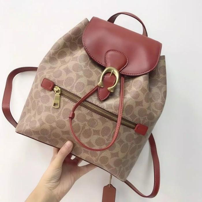 Tas Ransel Wanita Coach Leather Backpack New Iconic Evie Original Asli