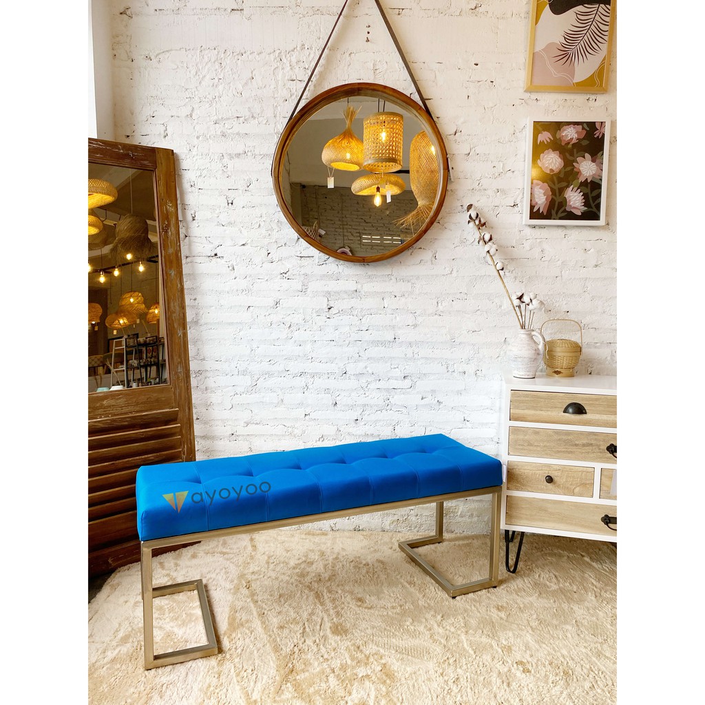 Ayoyoo Sea Blue Elle Gold Bench - Kursi Besi