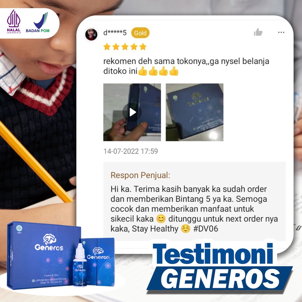 Generos - Original Generous Brainking Plus Vitabrain Multivitamin Solusi Atasi Speech Delay Telat Bicara Autis Hyperaktif Hiperaktif Anak &amp; Tingkatkan Konsentrasi Kecerdasan &amp; Daya Ingat Lancarkan Peredaran Darah