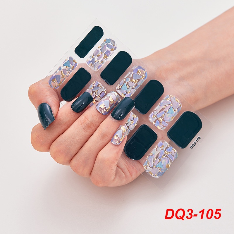 DQ3_104-116 Finger DIY Nail Sticker Fashion 3D Nail Sticker False Nails Art 14Pcs/sheet