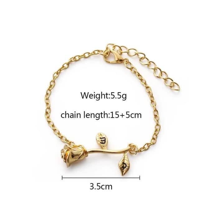 COD! GELANG SILVER GOLD ROSE FLOWER CHARMS EXCLUSIVE WB007