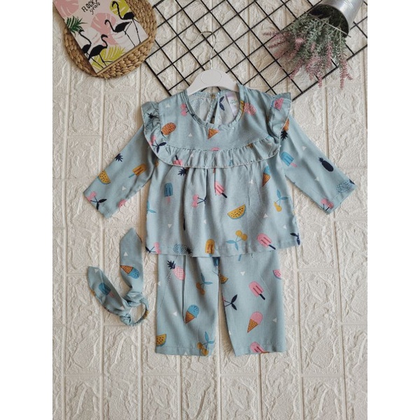 Baju Anak Bayi Perempuan Liliana || One Set Anak Perempuan || Setcel Anak Perempuan-My food