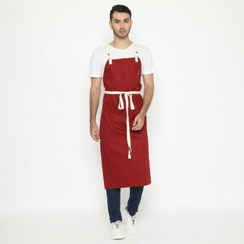 Brewsuniq Apron Kitchen Avery Twill Maroon - Celemek Masak Barista