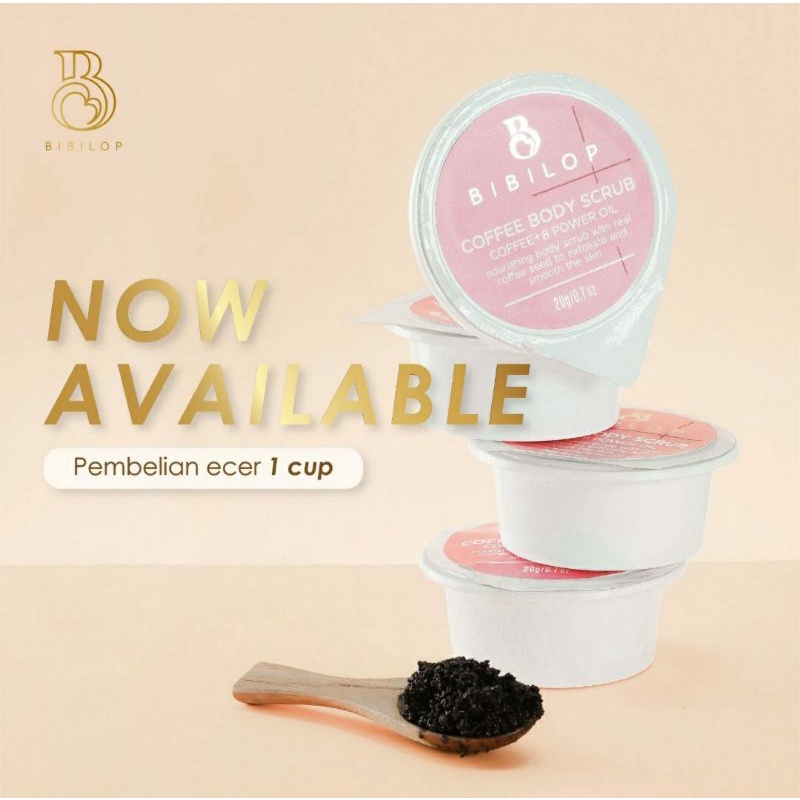 BIBILOP Coffee Body Scrub Satuan / Scrub Pencerah Kulit 20g BPOM