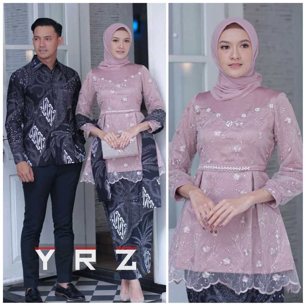 Baju Couple Batik Kebaya Brokat Modern, Batik Kebaya Lamaran Tunangan Baju Batik Wisuda, Simple Brid