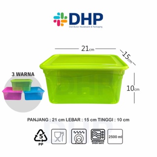 Mutiarapack 2500 (21x15 h:10) Warna Wadah Penyimpanan Kotak Sayur Food Box