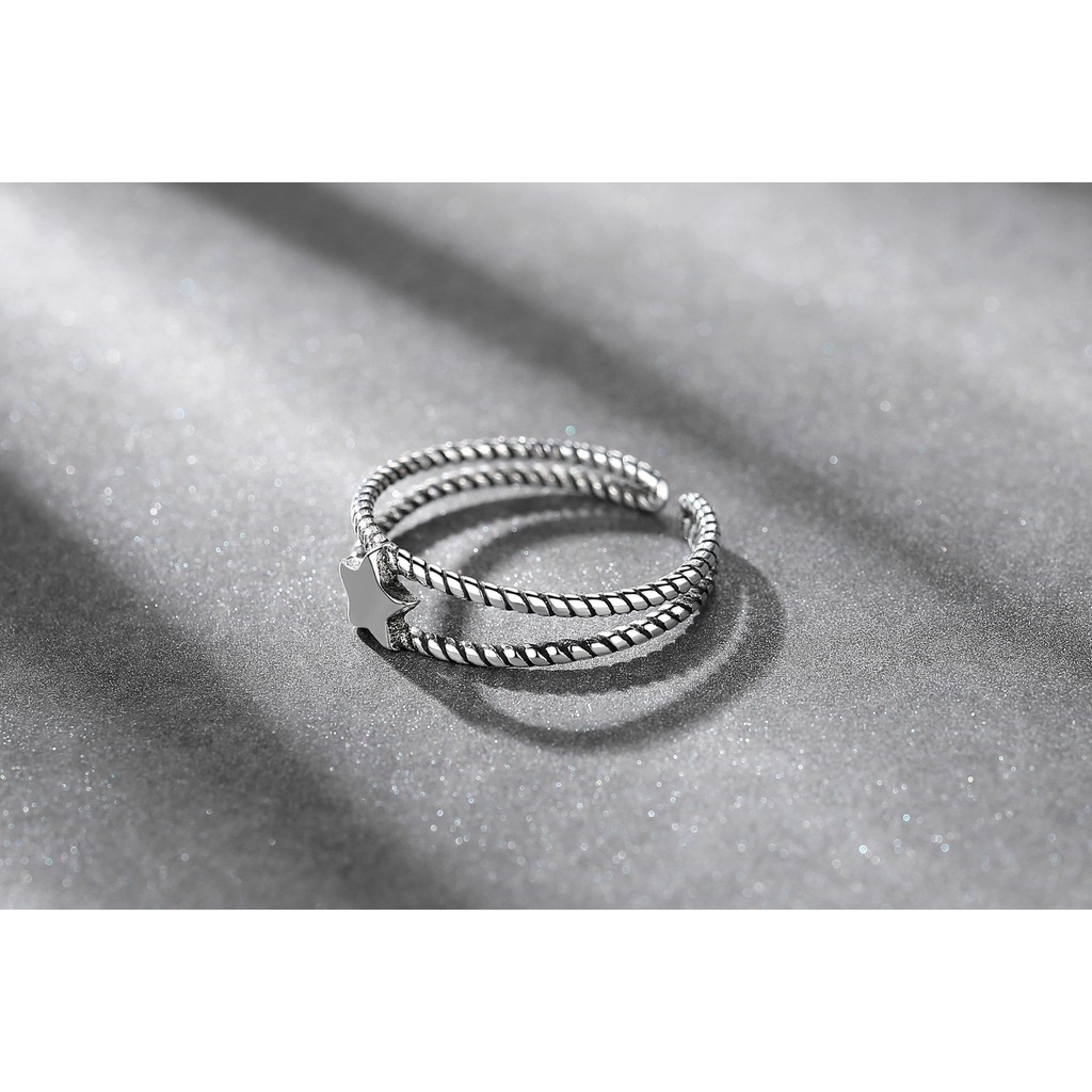 cincin perak 925 asli untuk wanita/Cincin yang Dapat Disesuaikan Perhiasan Retro Kepribadian punk