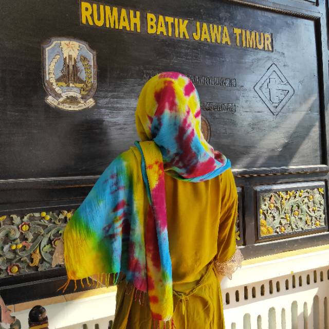 Syall tiedye rumbai bahan tenun