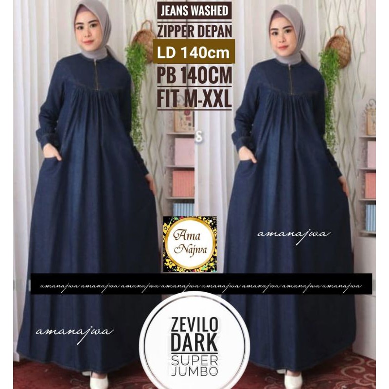 Gamis Jeans Super Jumbo Gamis Wanita Ld 140 P140 Gamis Terbaru