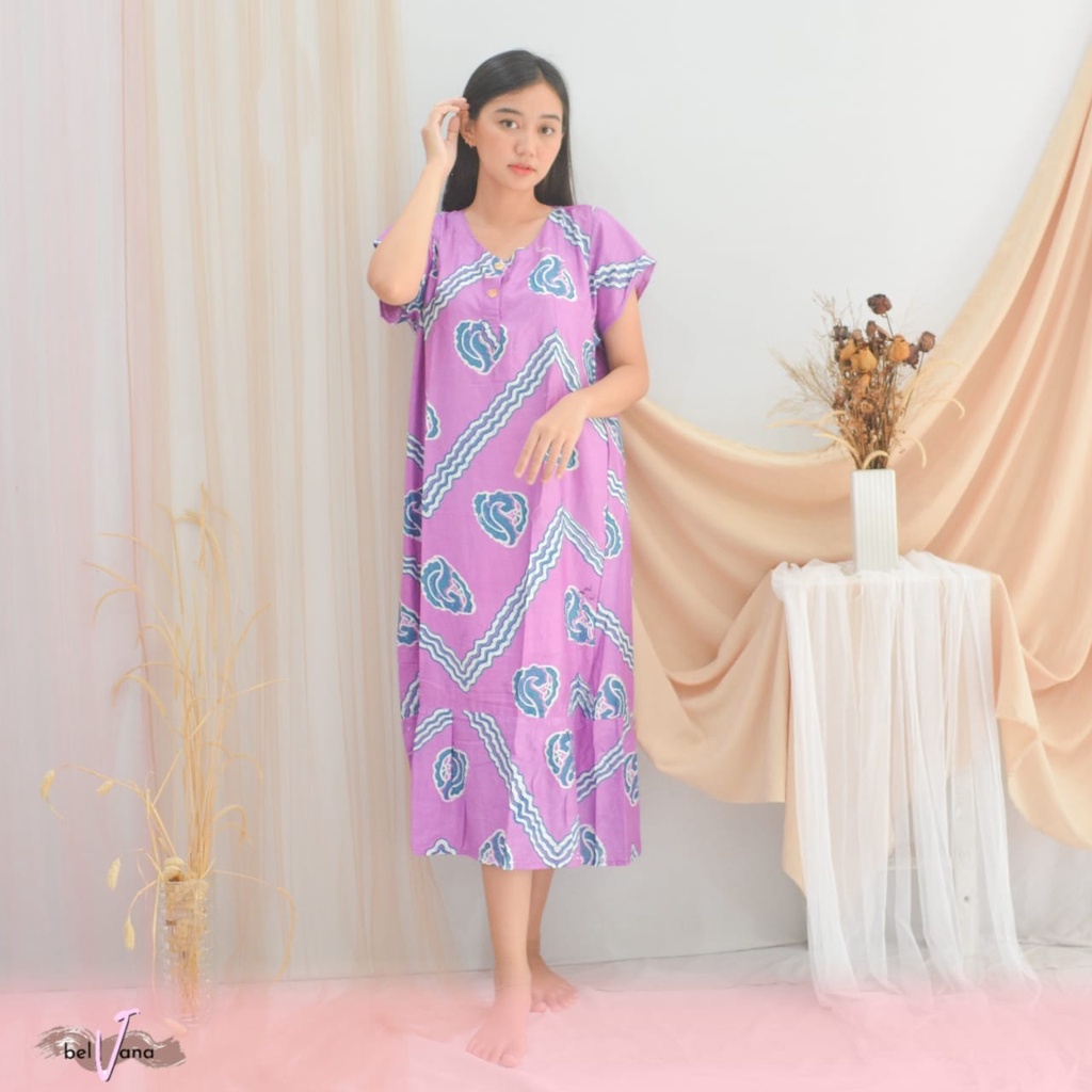 Daster Ruffle | Rufle | Viral Rayon Handprint Busui Friendly Dan Non Busui Fit XXL-[RFL] J