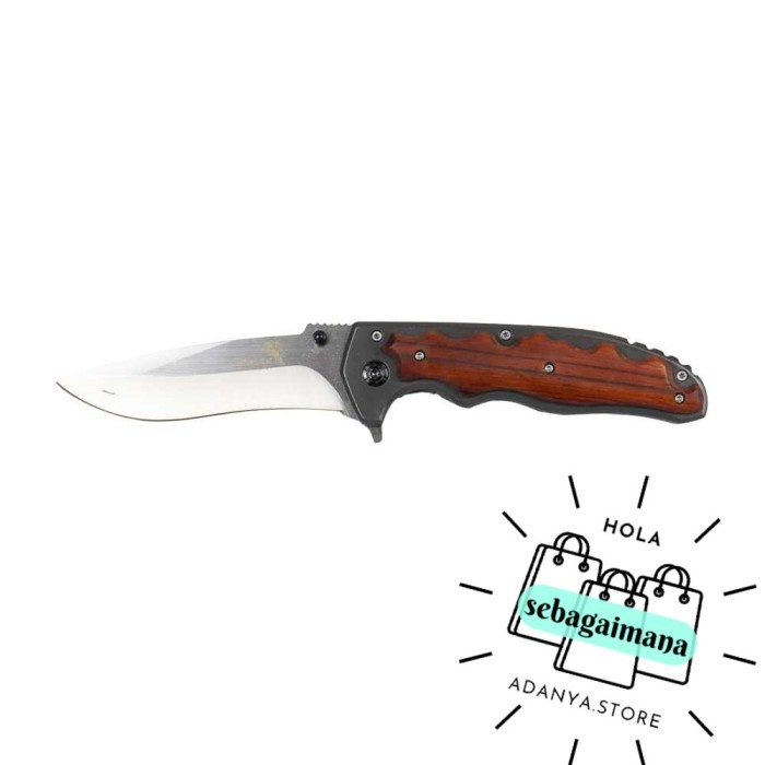 KNIFEZER Blade Pisau Lipat Berburu Knife Wooden Handle - CBF64