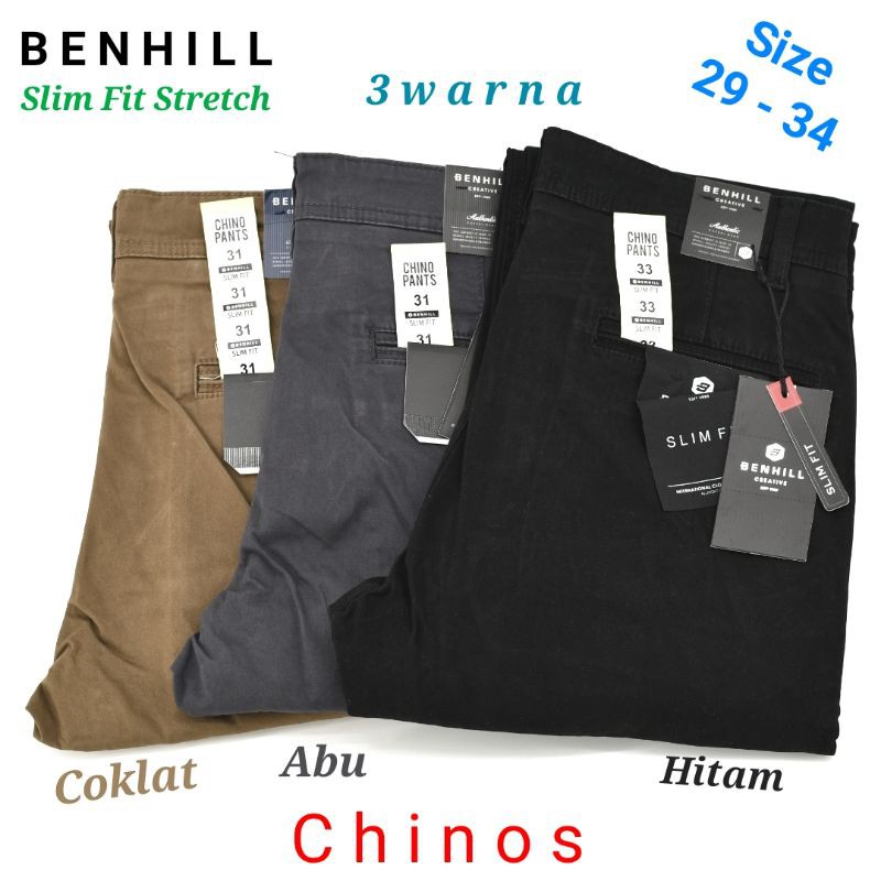 Celana Chino Pria Benhill 226 Slim Fit Stretch