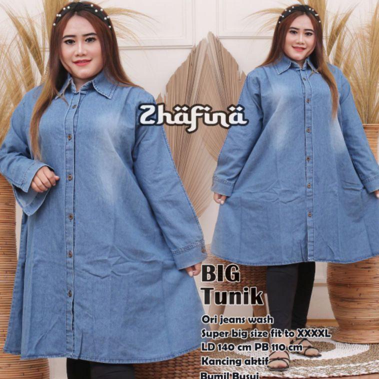 BIGSIZE TUNIK JEANS WASH DENIM// TUNIK SUPER JUMBO LD 140 "SGB. 2377"