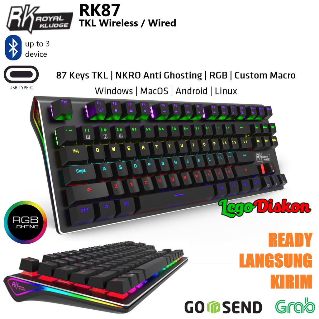 ROYAL KLUDGE RK G87 TKL Wired Wireless RGB Mechanical