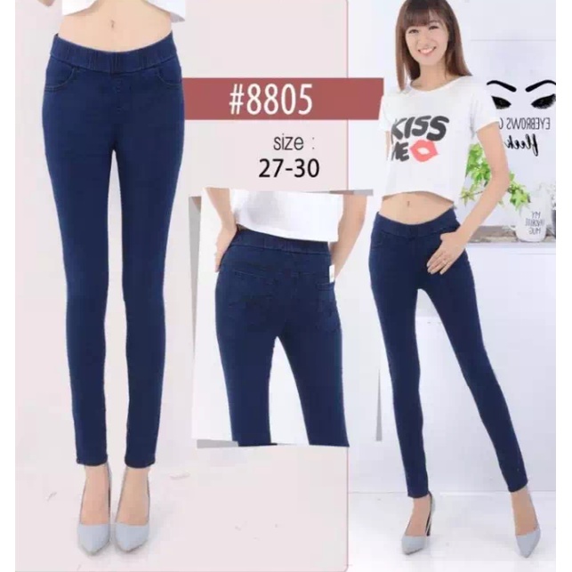 Celana jeans wanita Jumbo pinggang karet jumbo legging Denim/street/ngaret/premium terbaru