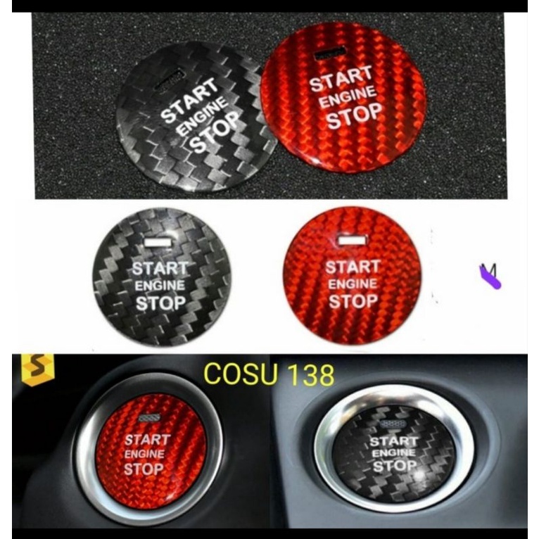cover carbon asli tombol start stop engine Honda jazz 2014 -  2018