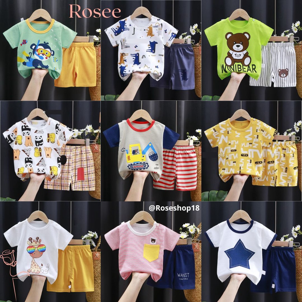 Rose - (0bln-3thn) Setelan Baju Anak Lengan Pendek / Setelan Baju Bayi Import / Setelan Baju Anak Karakter