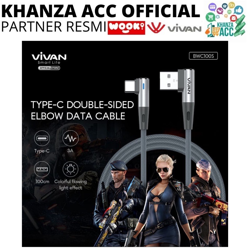 KHANZAACC Kabel Data Gaming VIVAN BWC100 / BWC100S TYPE C Fast Charging 3A