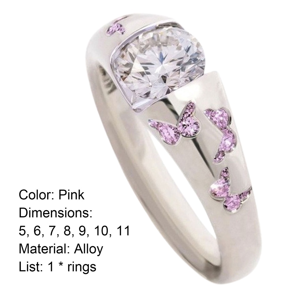 Hu Hu Hu Hu Hu Alat Bantu Pasang Kacamata♡ Butterfly Cincin Bahan Alloy Motif Kupu-Kupu Dengan Cubic Zirconia Untuk Wanita