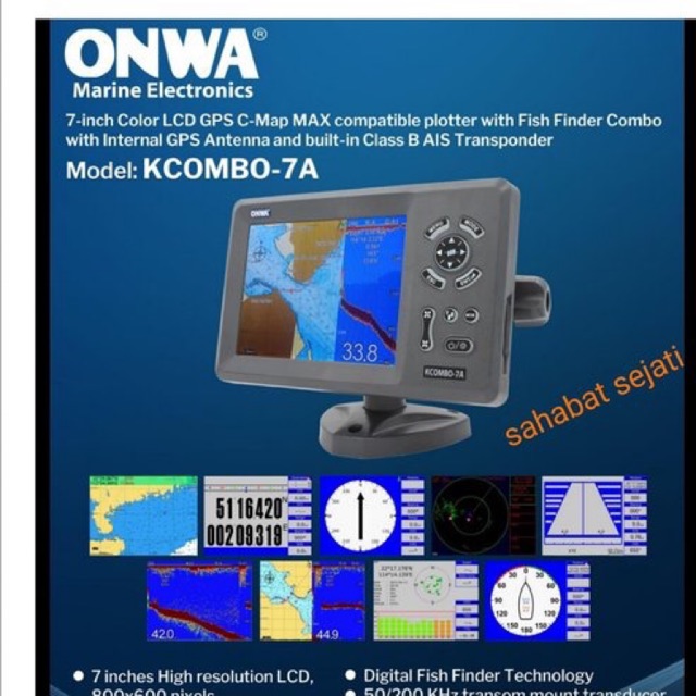 Gps onwa kombo 7A Ais Class B fishfinder dan gps peta
