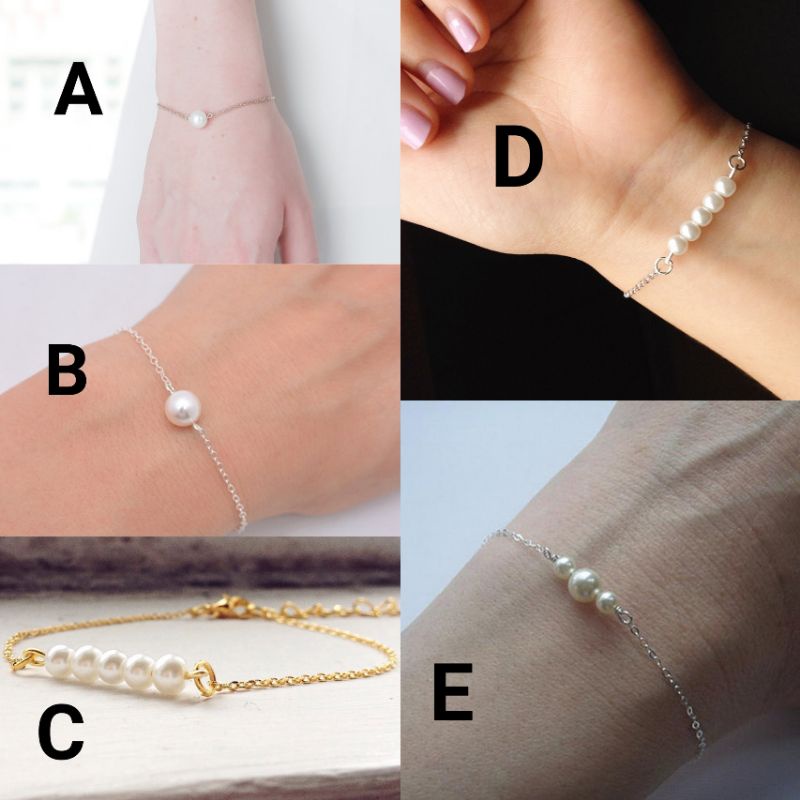 COD Gelang Tangan Rantai Mutiara Simple Gaya Korea / Bangle / Aksesoris Korean Style Chain Pearl