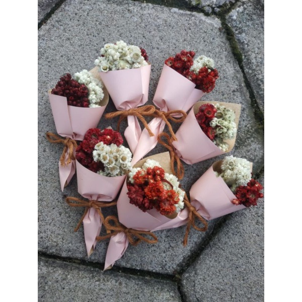 Bucket Bouquet bunga kering mini pink/ bunga kering /buket hampers/box