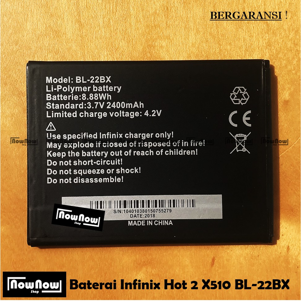 Baterai infinix HOT 2 X510 BL22BX BL-22BX Original Batre Battery Batrai HP