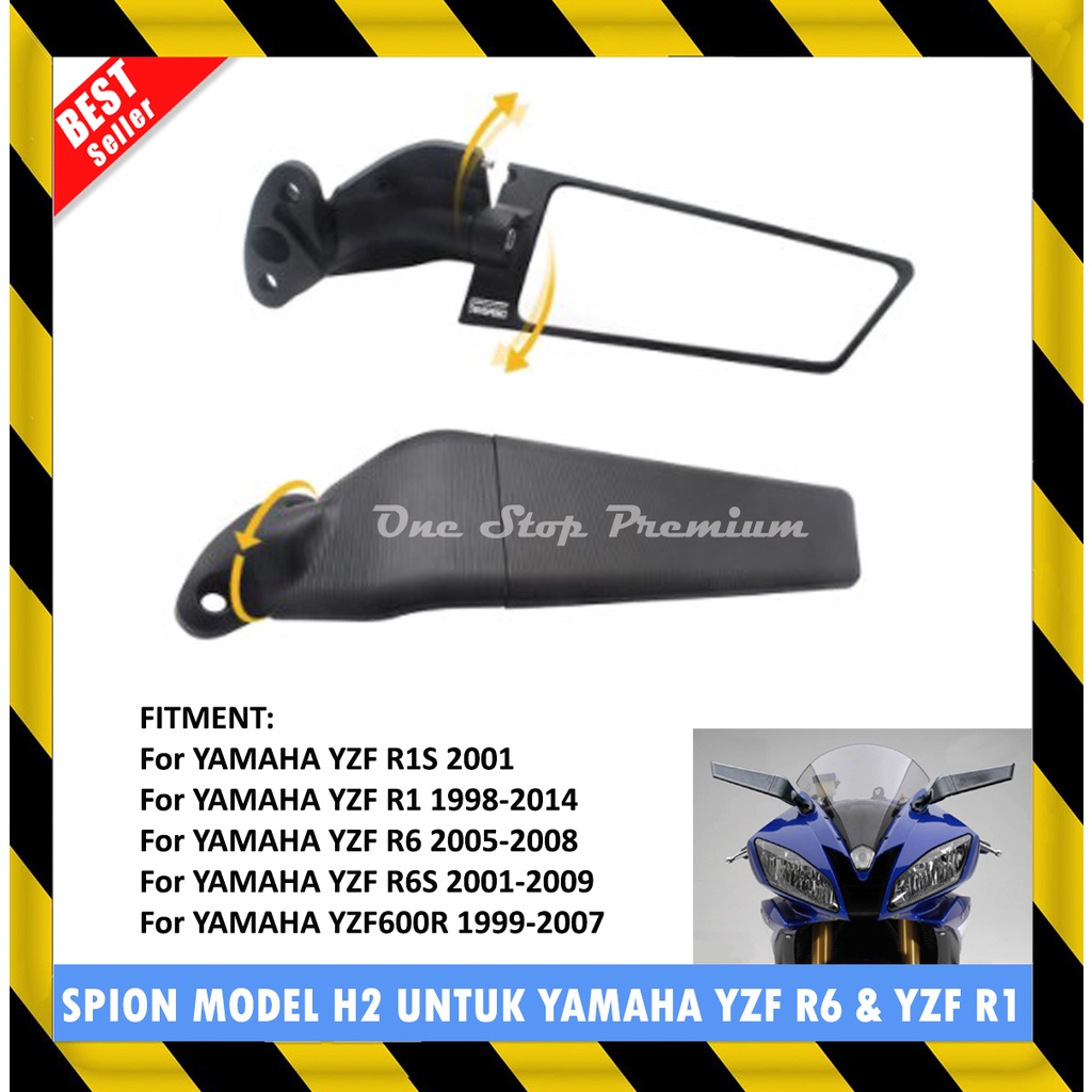 KACA SPION SEPION RACING TIPIS MODEL RIZOMA WINGLET SAYAP STEALTH KAWASAKI H2 YAMAHA YZF R6 R6S 600R
