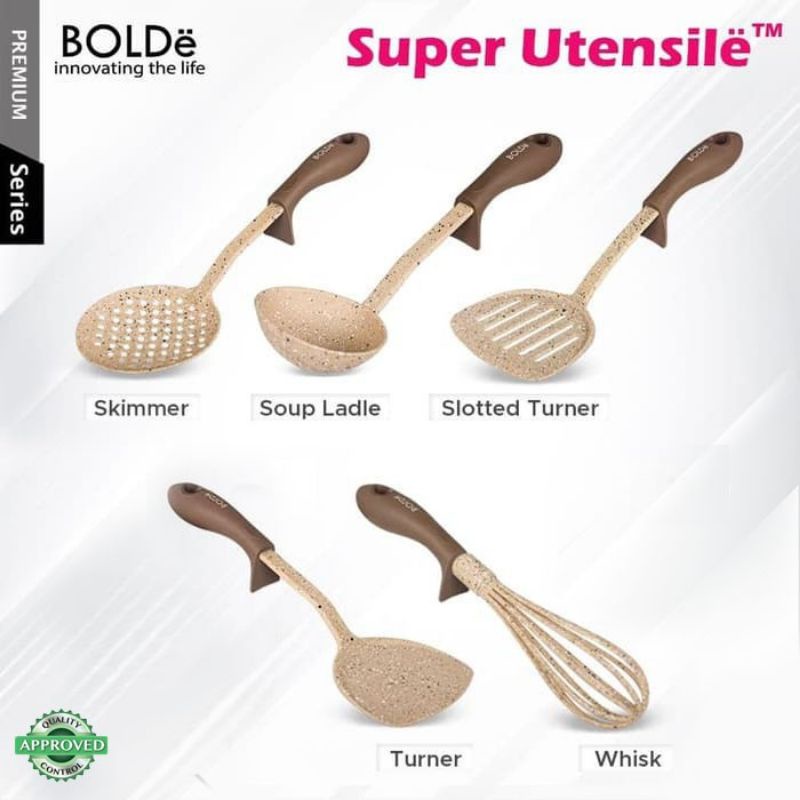 BOLDE SUPER UTENSILE SPATULA BIEGE SOTIL SUTIL SODET WAJAN NYLON SUTIL SKIMMER SLOTTED TURNER SOUP LADLE SPATULA