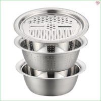 (FO)PARUTAN BASKOM STAINLESS STEEL / BASIN MULTIFUNGSI 3 IN 1 / BASKOM PARUT WADAH BESAR