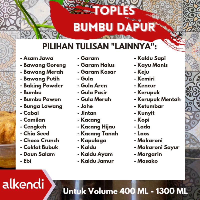 [TABUNG] TOPLES BUMBU DAPUR - PUTIH || TUTUP WARNA PUTIH SUSU