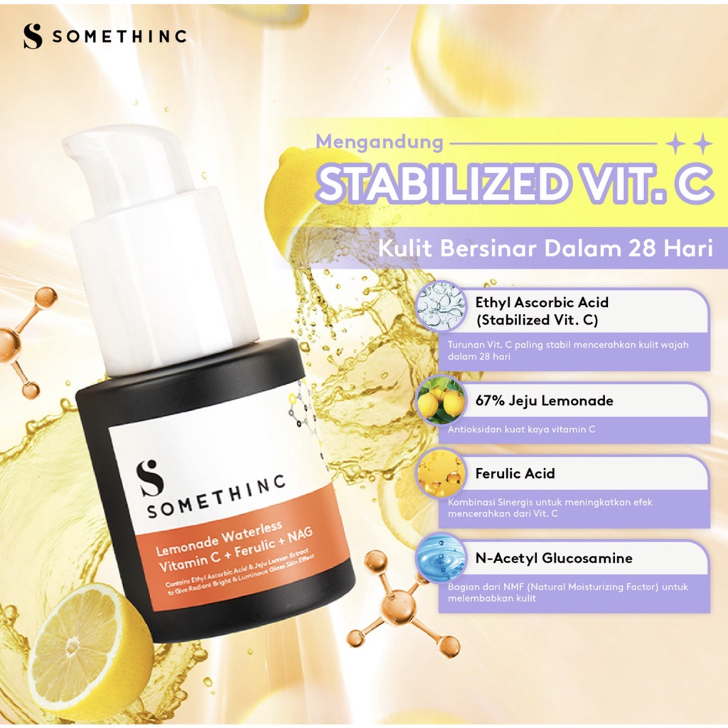 SOMETHINC Lemonade Waterless Vitamin C + Ferulic + NAG - Serum Kulit Cerah Ala Korea