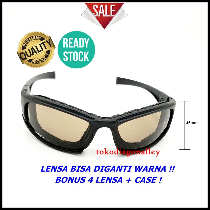 Kacamata Sepeda Polarized Tactical Sport Military Anti Uv Dustproof Windproof Dustproof 4 Lensa