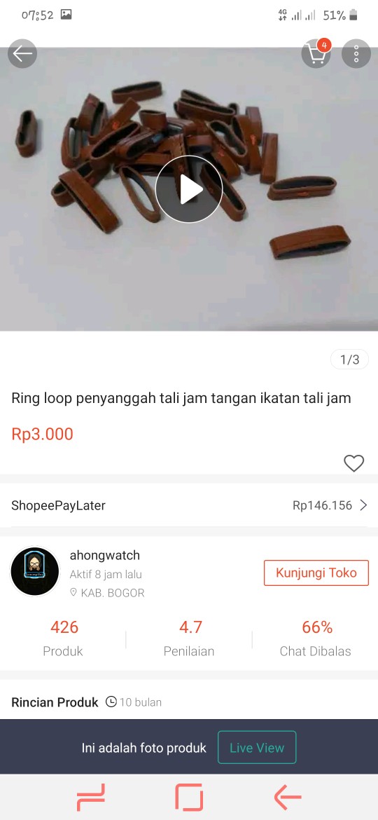 Ring loop penyanggah tali jam tangan ikatan tali jam Ring loop penyanggah tali jam tangan ikatan tali jam