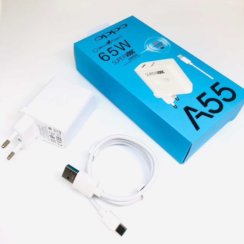 TRAVEL CHARGER OPPO A55 MICRO DAN TYPE C 65W SUPER VOOC