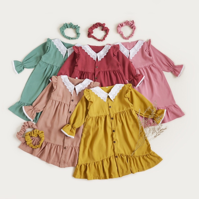 Rayna Dress Tunik Anak Perempuan Free Bandana