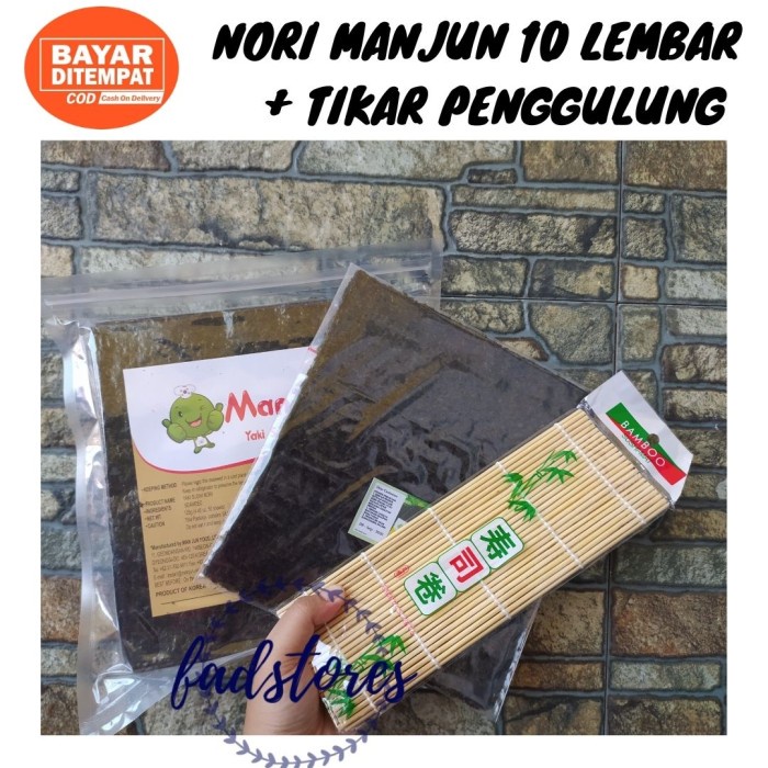 

NEW Paket Nori Manjun 10 Lembar & Bambu Sushi Mat - Nori Sushi Halal