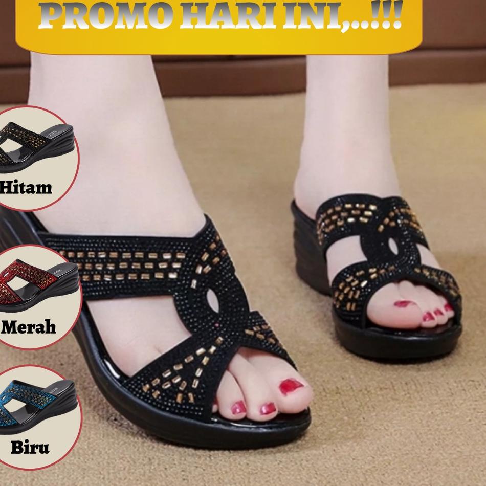 T-67 Sandal Wedges Wanita kekinian 2021 / sendal andin / sandal kondangan  lagi hits ziel calbi_ [KO