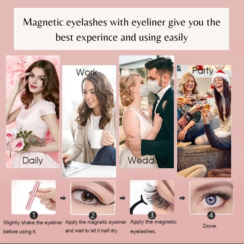 BULU MATA MAGNET 3 PASANG MAGNETIC EYELASH NATURAL 1 SET  EYELINER  3D EYELASHES BULUMATA MURAH